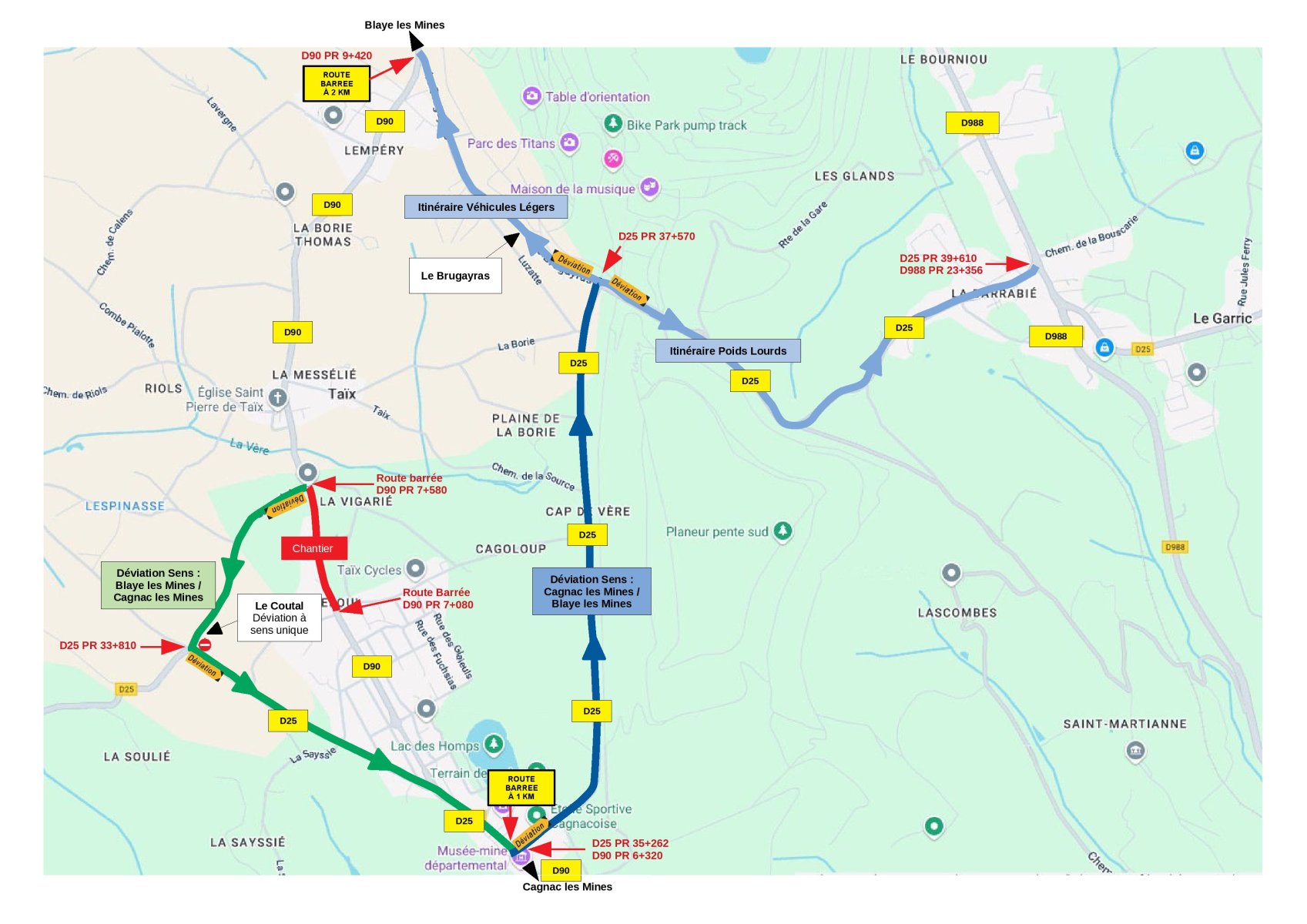 PLAN DEVIATION TRAVAUX  COMMUNE DE TAIX